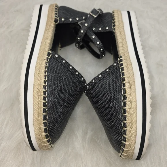 Jennifer Lopez Black Snakeskin Studed Espadrilles Size 7.5 - Picture 6 of 12
